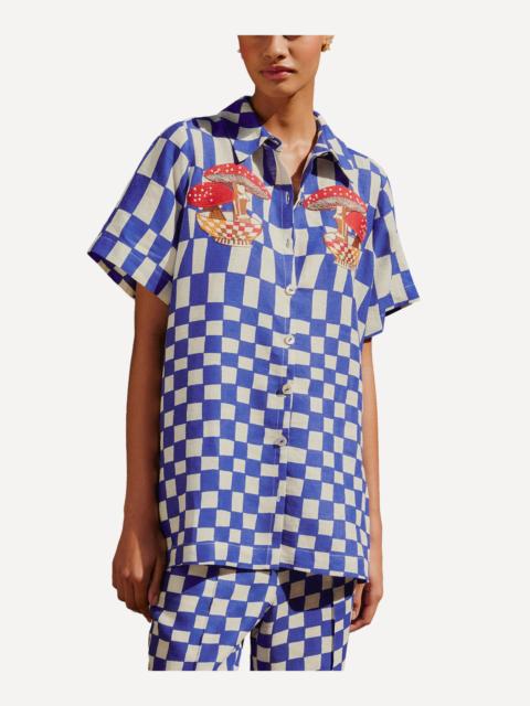 FARM RIO Dream Checkered Blue Short-Sleeve Shirt