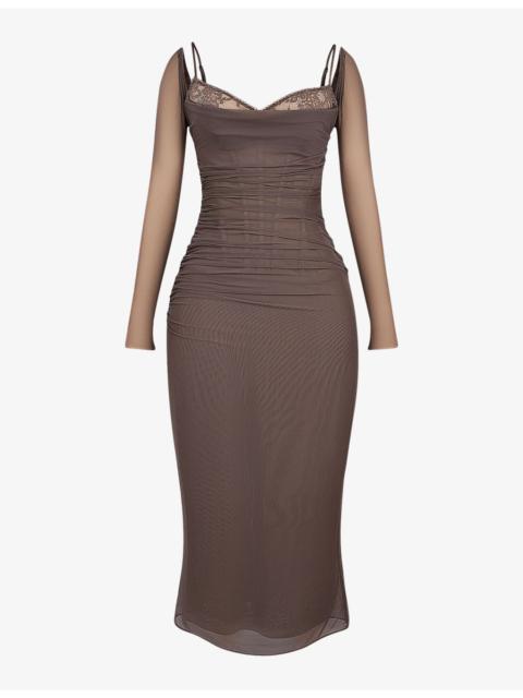 House of CB Katarina corseted stretch-woven maxi dress