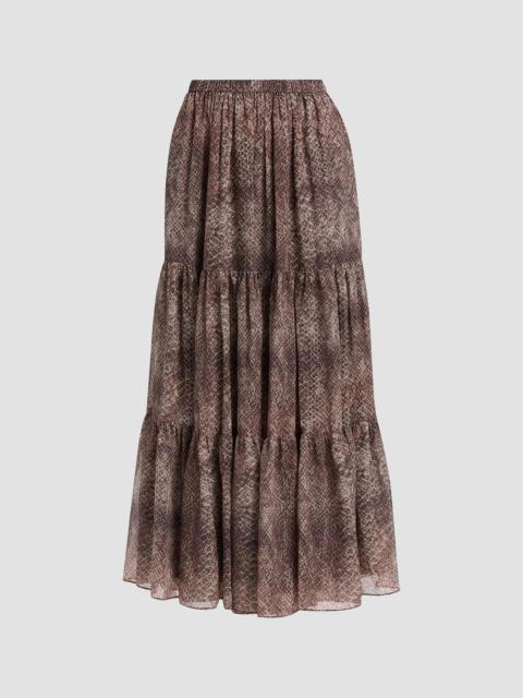 KOBI HALPERIN Women's Nicole Snakeskin Print Chiffon Maxi Skirt - Natural Multi