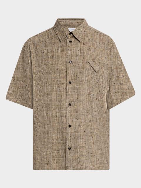 Bottega Veneta Men's Fleck Triangle-Pocket Short-Sleeve Shirt