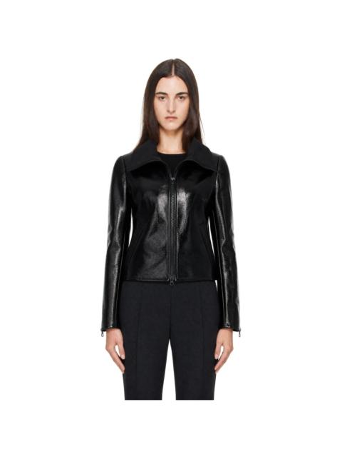 courrèges Black High Collar Croc-Embossed Vinyl Jacket