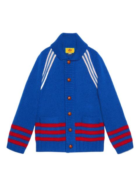 GUCCI Gucci x adidas Intarsia Wool Cardigan 'Blue' 713184-XKCPK-4383