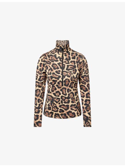 GOLDBERGH Leona Jaguar-Print Stretch-Jersey Ski Top
