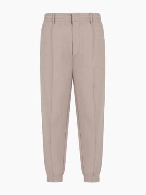 Double-jersey trousers with crease and stretch ankle cuffs