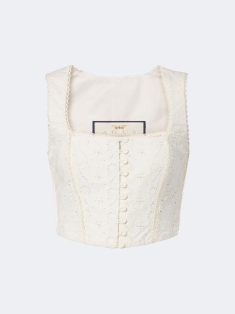 Agua by Agua Bendita Cornalina broderie anglaise cotton bustier top