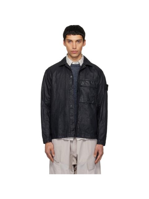 Stone Island Black 1200003 Organic-Look Nylon Panama-TC Overshirt