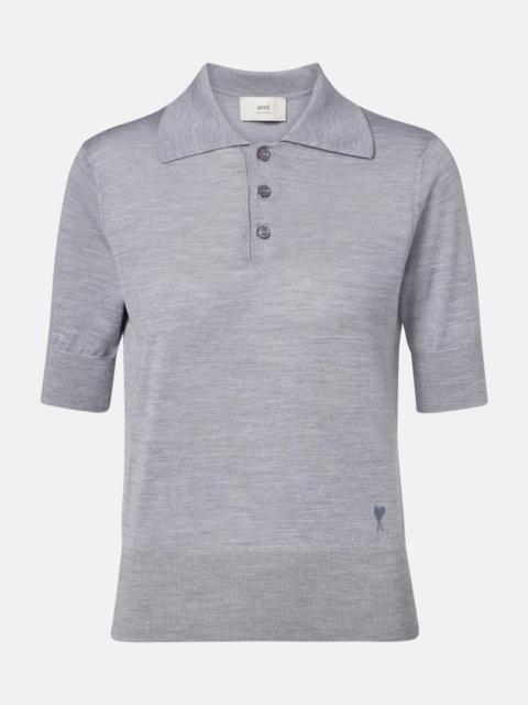 AMI Paris Wool and silk polo shirt