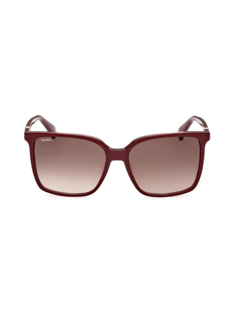 Max Mara 57mm Gradient Square Sunglasses in Shiny Bordeaux/Grad Bordeaux at Nordstrom