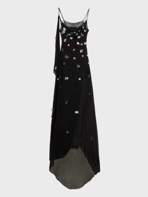 Blumarine LONG GEORGETTE DRESS WITH EMBROIDERY