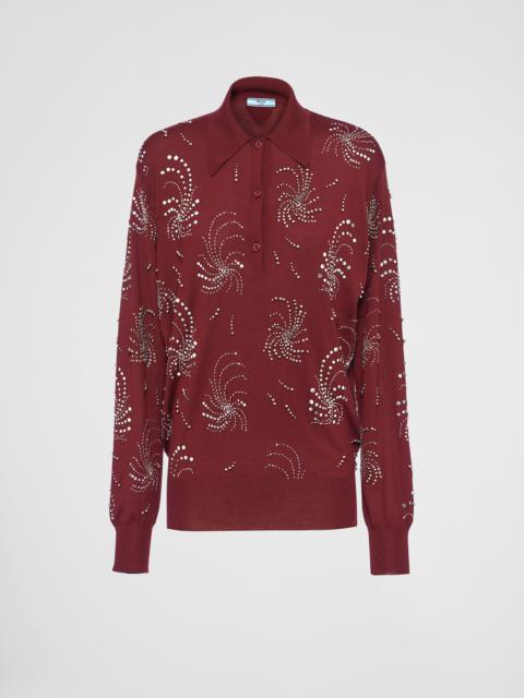 Prada Embroidered cashmere polo shirt