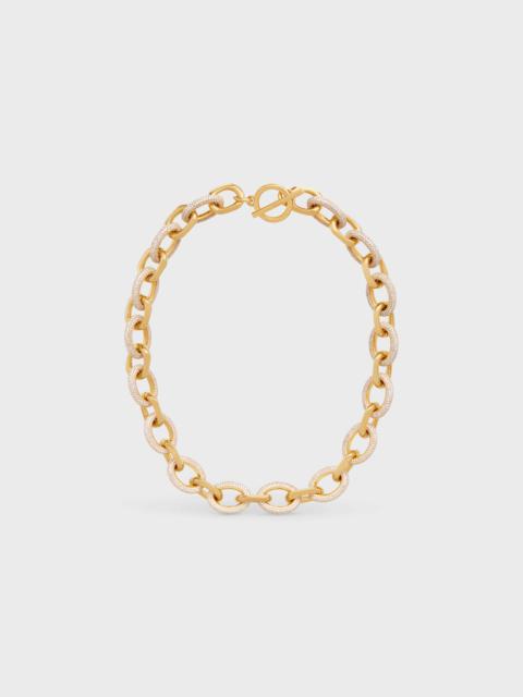 CELINE Le Soir Chain Necklace in Brass with Gold Finish and Crystals