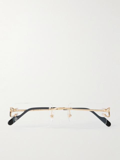 Cartier Rectangle-Frame Gold-Tone Optical Glasses