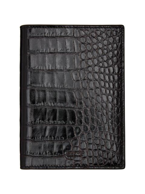 TOM FORD Brown Shiny Printed Croc T Line Passport Holder