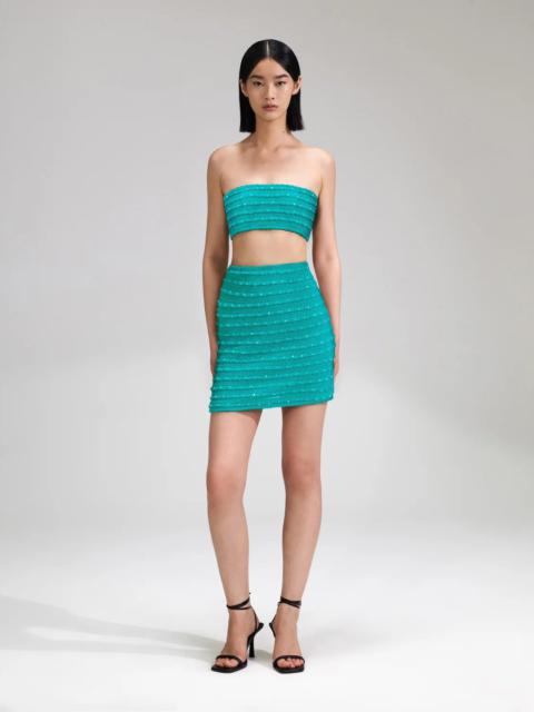 self-portrait Green Beaded Knit Bandeau Top