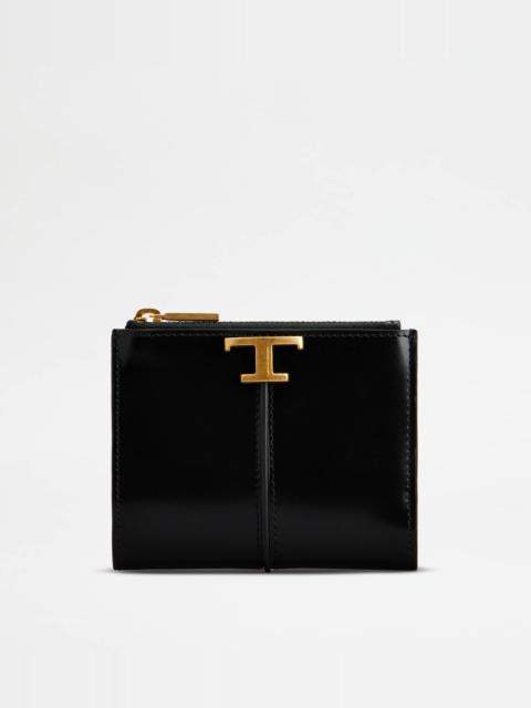 Tod's T TIMELESS WALLET IN LEATHER - BLACK
