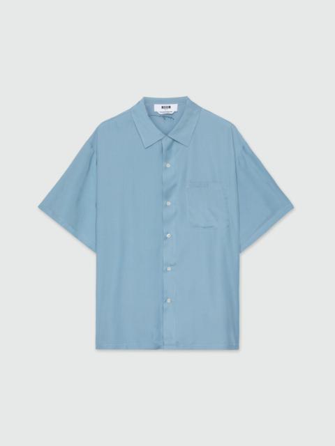 Shirt in powder blue fluid fabric