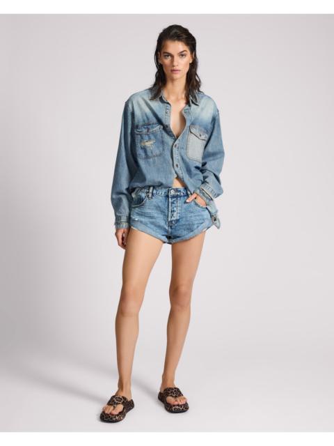 ONE TEASPOON Bandits Low Waist Denim Shorts - Hollywood Blue