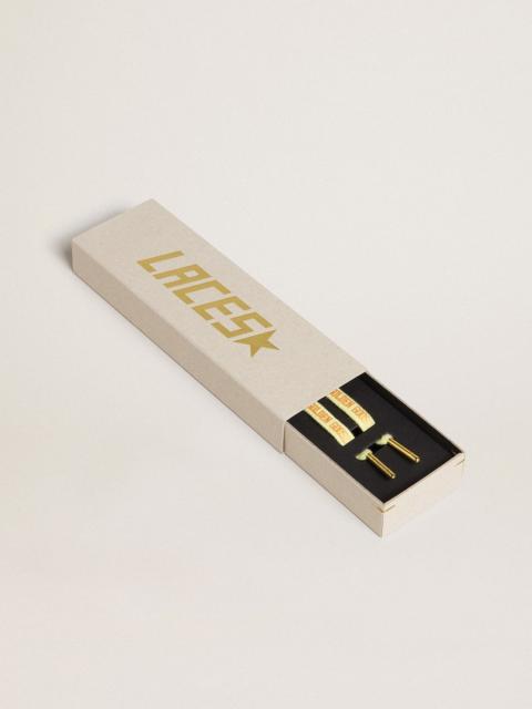 Golden Goose Yellow cotton laces with contrasting gold-colored logo