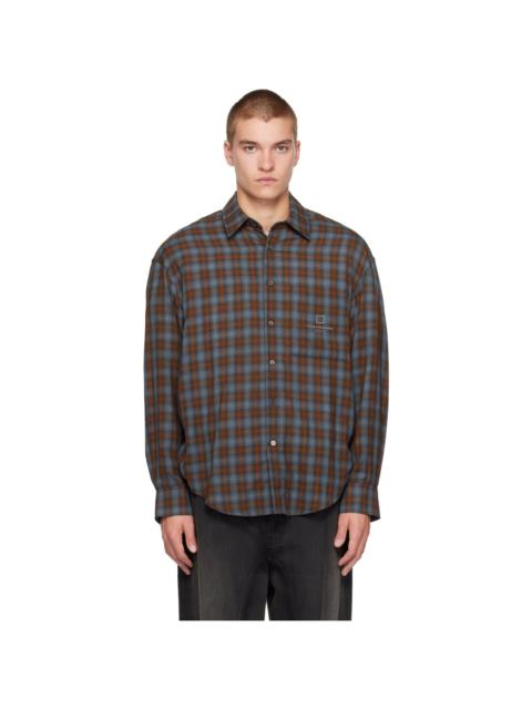 Wooyoungmi Navy Gradient Check Shirt