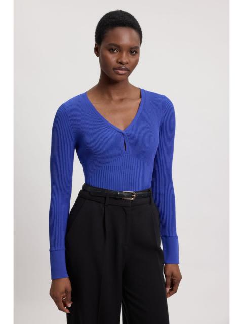 KAREN MILLEN Knit Pointelle Stitch Detail Top