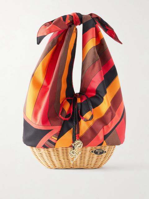 PUCCI Picnic Embellished Bamboo-trimmed Silk-twill Clutch
