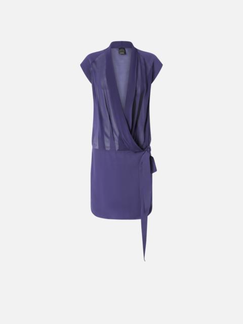PINKO SHORT WRAP DRESS WITH SHEER DETAILS
