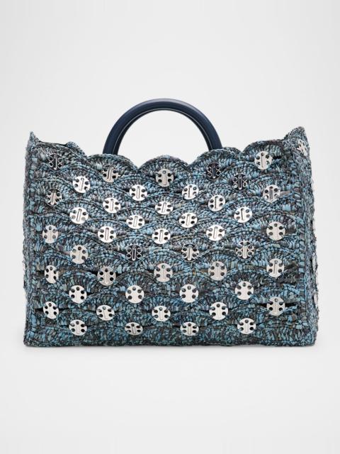 rabanne Sac a Main Denim Raffia Tote Bag