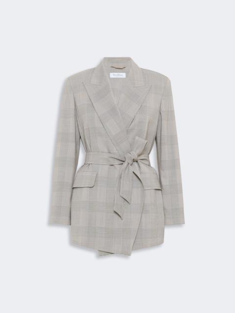 Max Mara NASELLO Glen plaid wool robe-inspired coat - OLIVE GREEN