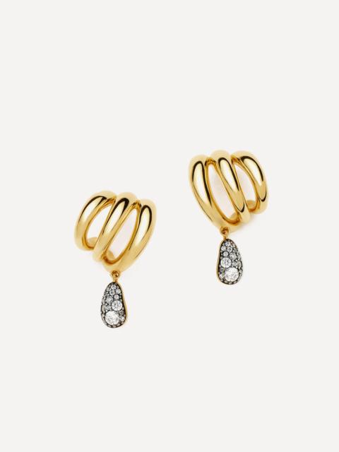 MISSOMA 18ct Gold-Plated Molten Teardrop Pavé Trio Stud Earrings