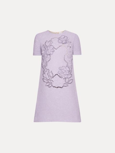 Oscar de la Renta ENGLISH ROSE CUTOUT TWEED SHIFT DRESS
