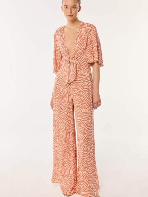 Poupette St Barth Long Jumpsuit Celie - Orange Zebra Stripes