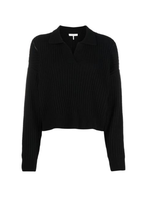 ribbed-knit longsleeved polo jumper