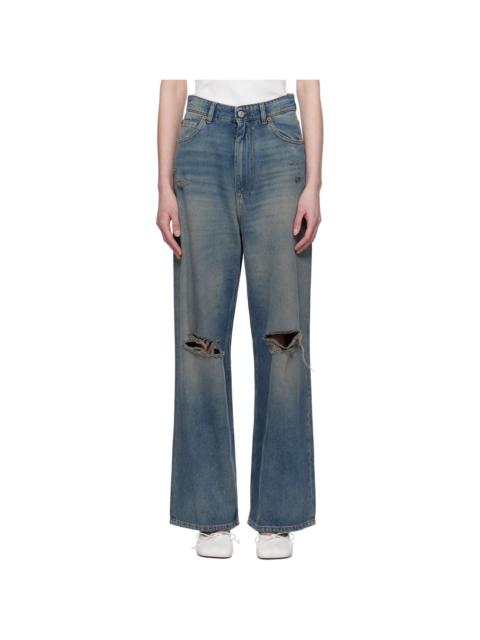 MM6 Maison Margiela Blue Distressed 5 Pockets Jeans