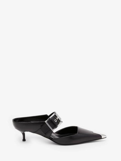 Alexander McQueen Punk Buckle Mule in Black/silver