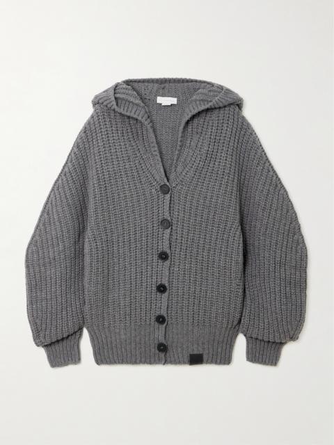 Stella McCartney Hooded Ribbed Recycled-cashmere And Wool-blend Cardigan
