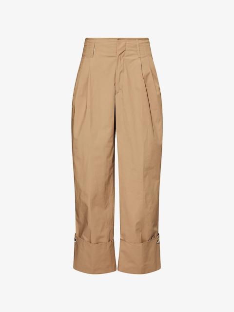 DARKPARK Diana Pleated Wide-Leg Low-Rise Cotton Trousers