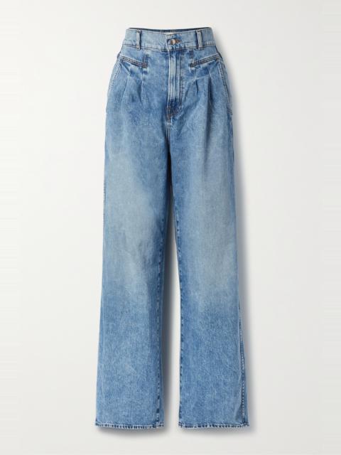 GRLFRND Morgan pleated high-rise wide-leg jeans