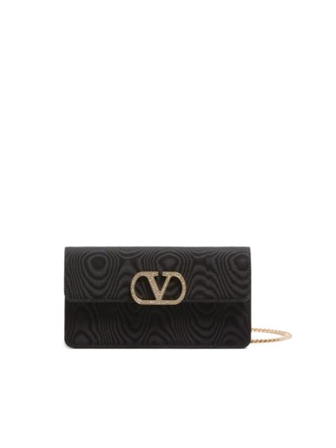 Valentino VLogo Signature chain wallet in moiré fabric with jewel logo