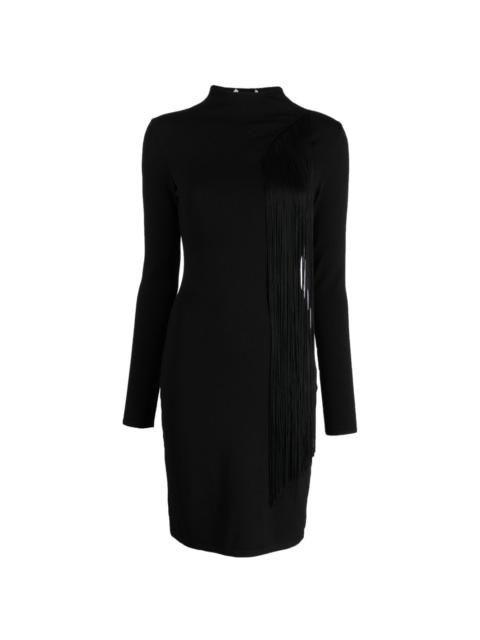 asymmetric fringed knitted dress