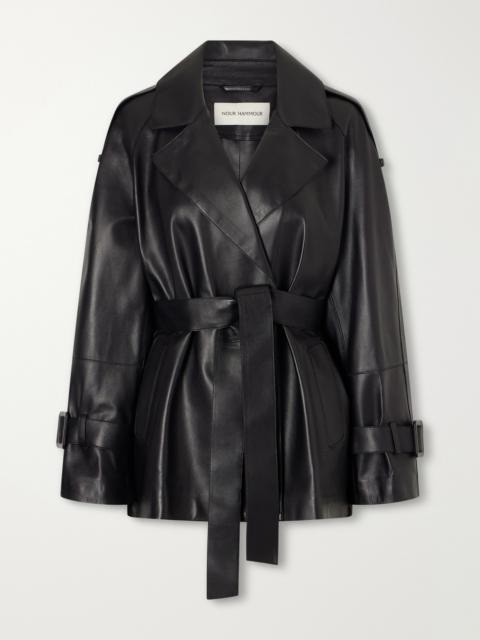 NOUR HAMMOUR Nera Belted Leather Jacket