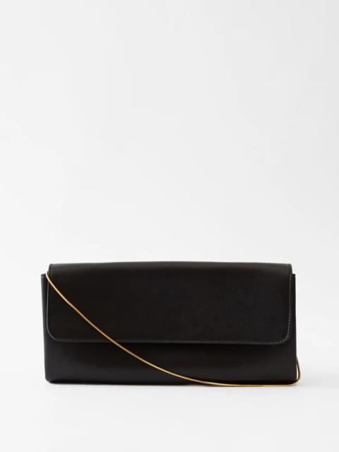 Ellie Leather Clutch in Black - The Row