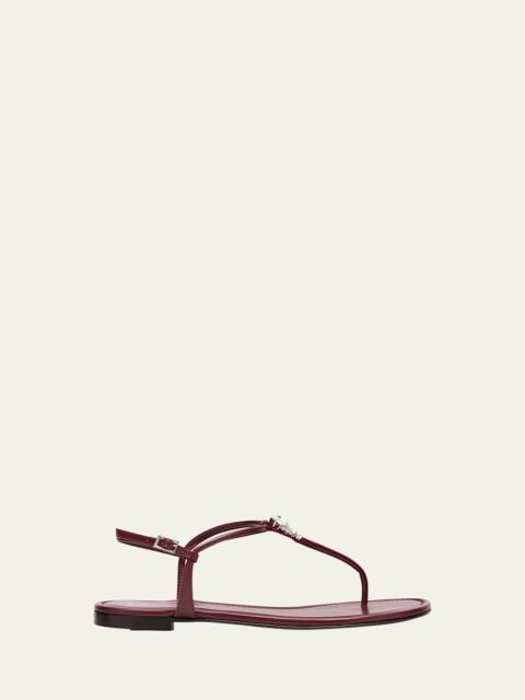 Giuseppe Zanotti Crystal Leather Thong Sandals