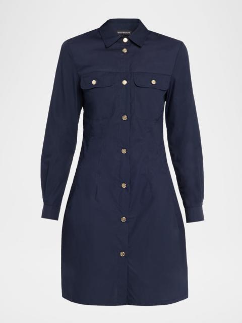 EMPORIO ARMANI Cotton Poplin Mini Shirtdress