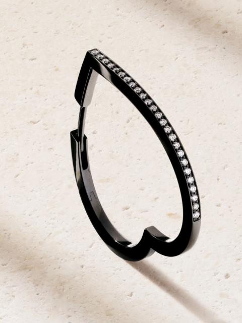 REPOSSI Antifer Heart Large 18-karat black gold diamond single earring Black