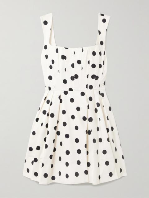 REBECCA VALLANCE Maisie Pleated Polka-dot Cotton-blend Poplin Mini Dress