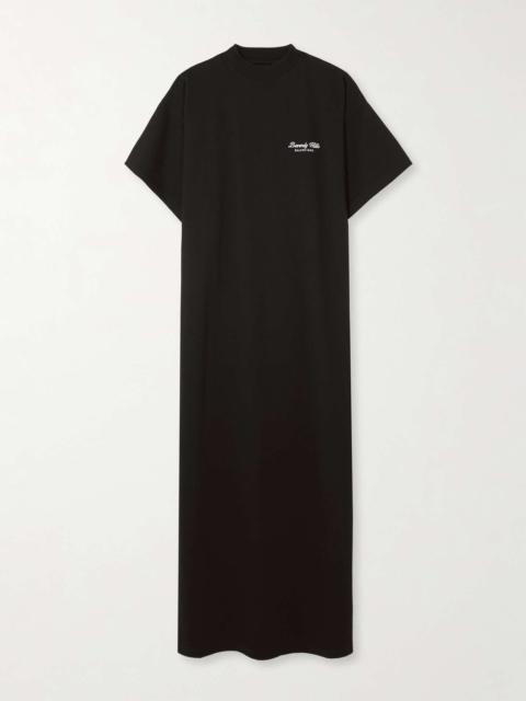 Oversized logo-embroidered cotton-jersey maxi dress