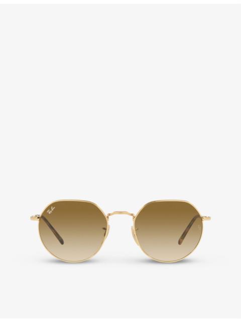 Ray-Ban RB3565 Jack hexagonal-frame gold-toned metal sunglasses