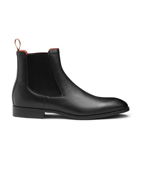 Santoni Men's black leather Chelsea boot