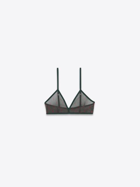 SAINT LAURENT monogram bra in tulle jersey