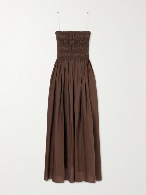 MATTEAU Strapless Ruched Cotton Drop-Waist Maxi Dress tan - SDWDRA |  REVERSIBLE